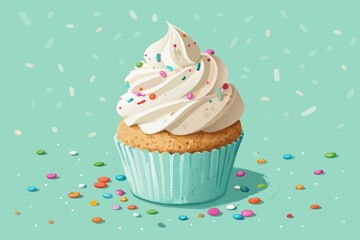 Gorgeous Iced Cupcake with Sprinkles and - Vibrant and Dynamic Visual Story Great for Content Creati