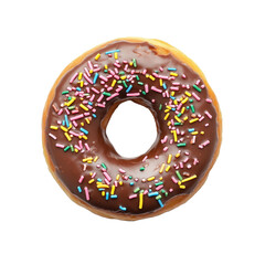 Chocolate Donut Isolated on Transparent Background. PNG. Generated AI