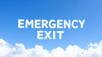 Emergency Exit Text in Puffy Cloud Style – Soft, Fluffy White Letters with Realistic Airy Texture on Transparent Background