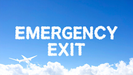 Emergency Exit Text in Puffy Cloud Style – Soft, Fluffy White Letters with Realistic Airy Texture on Transparent Background