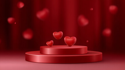 Love's Podium: A three-dimensional image depicts floating hearts on a red backdrop, a visual testament to the emotion. 