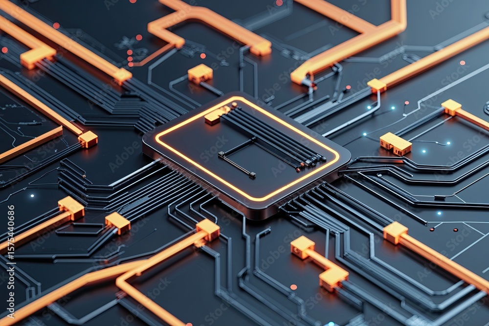 Aufkleber exploring innovative abstract circuit design and geometric connections in technology