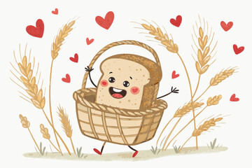Stunning Cute Bread Character Waving From Basket Surrou - Mysterious and Intriguing Visual Story Per