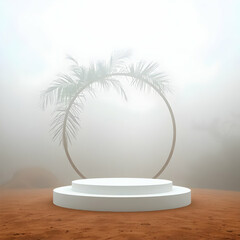 White product stage tropical arch fog white podium