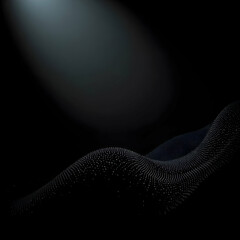 Dark particle wave illuminated by spotlight abstract