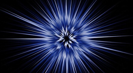 Abstract Blue Radial Burst Pattern on Black Background