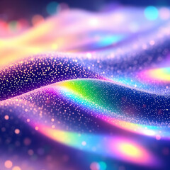 Luminescent particles flow in vibrant waves abstract
