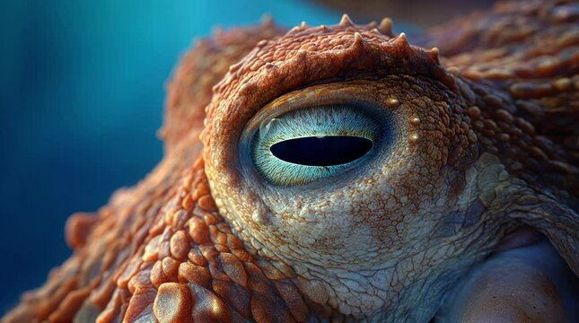 Close-Up of Octopus Eye Ocean Depth, Marine Life, Cephalopod
