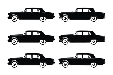 Fototapeta premium Classic Black Cars in Array: An array of classic black cars, exuding vintage charm and timeless elegance, arranged in a visually striking composition. The cars showcase distinct designs and profiles.