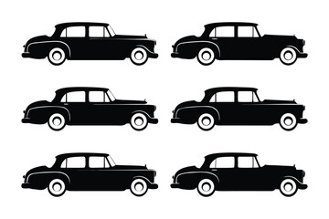 Classic Car Silhouette: A stylish montage of classic car silhouettes, in various perspectives, highlighting the elegance and timeless design of vintage automobiles.