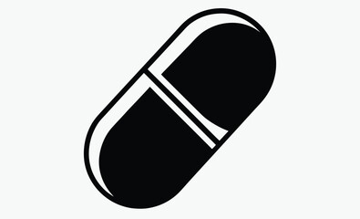 Pill capsule icon silhouette, Pill capsule medicine outline icon transparent vector isolated 