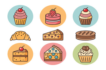 Splendid Cakes and Pastries Linear Mon - Soft and Gentle Visual Story Perfect for Commercial Use