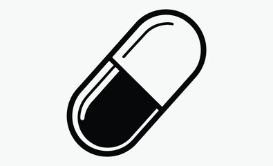 Pill capsule icon silhouette, Pill capsule medicine outline icon transparent vector isolated 