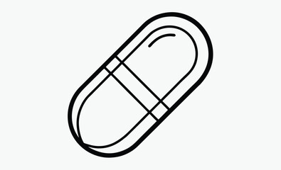 Pill capsule icon silhouette, Pill capsule medicine outline icon transparent vector isolated 