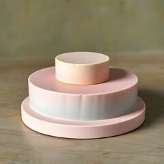 Pastel cylinders on textured surface display stages