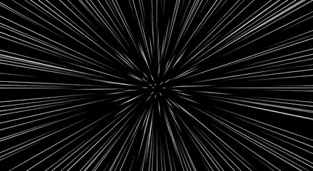 Obraz premium Dynamic White Line Starburst Pattern on Black Background for Futuristic Design
