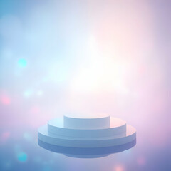 Circular tiered platform soft pastel background podium