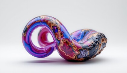 a biomorphic stone in the form of a helix bulb, made from fluidic latex, that gently pulses, isolated on pure white background, ultra high resolution, no text or branding.