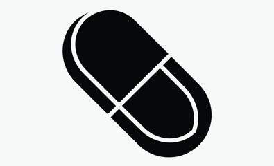 Pill capsule icon silhouette, Pill capsule medicine outline icon transparent vector isolated 