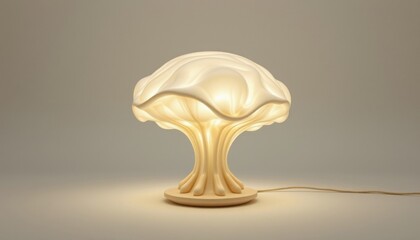 a biomorphic lamp in the form of a amoeba like form, made from translucent bio shell, that absorbs surrounding light, isolated on pure white background, ultra high resolution, no text or branding.