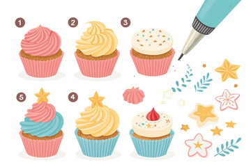 Exceptional Showing Step Step Icing Cupcakes - Rich and Luxurious Visual Story Perfect for Social Me