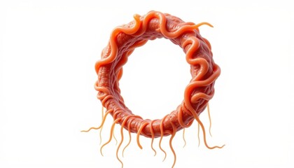 a biomorphic helmet in the form of a undulating ring, made from gelatinous membrane, that extends tendrils, isolated on pure white background, ultra high resolution, no text or branding.