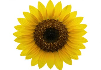 Obraz premium A bright yellow sunflower isolated on white background is in full bloom