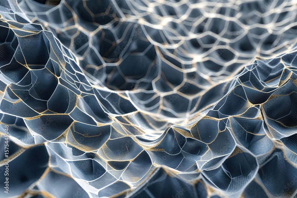 Poster complex multidimensional geometric mesh with detailed topography background design