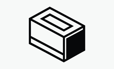 Concrete cinder block icon, concrete wall symbol, construction element vector, transparent vector isolated 