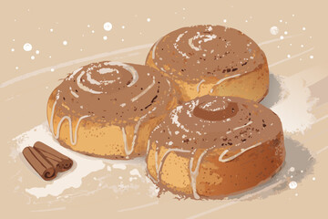 Exquisite Cinnamon Buns Arranged Spiral - Cool and Refreshing Visual Story Perfect for Social Media