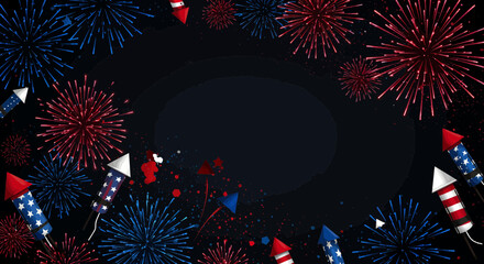 Festive fourth of july background with fireworks and copy space, perfect for designs