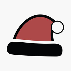 Simple Black and White Santa Hat Icon