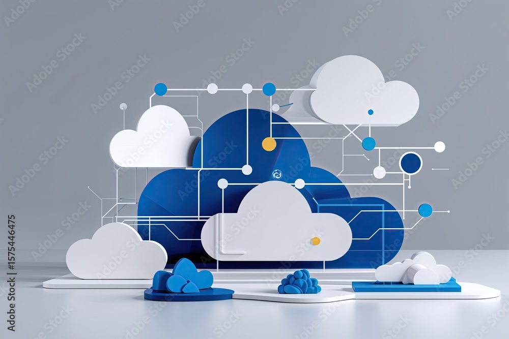 Poster contemporary abstract design with geometric features for visualizing cloud and data connectivity
