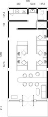 Modern Office Floor Plan with Receptio, and Kitchenette - Top View Blueprint. 4