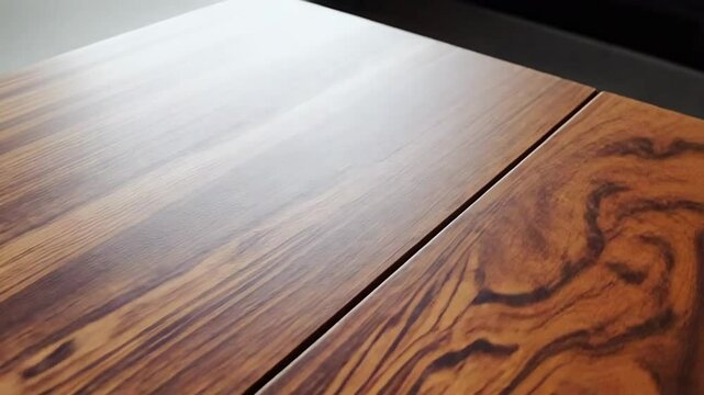 Polished wooden tabletop surface showing rich grain pattern