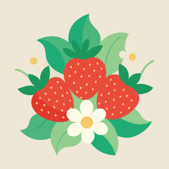 Vector illustration of an abstract background with strawberries
