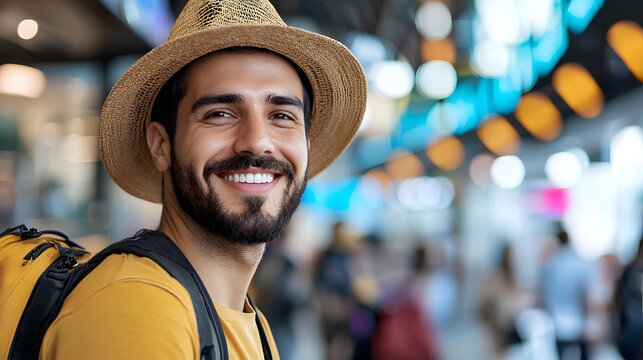 A man purchases travel insurance his relieved face reflecting security and peace of mind