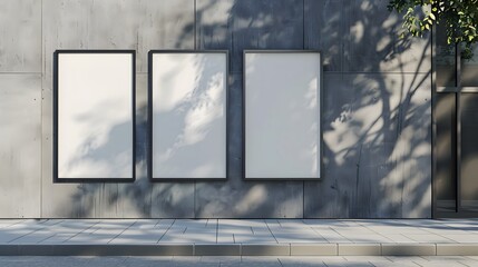 Blank billboard displays on a modern building exterior.