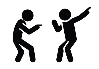 Fototapeta premium Set of black stick figures pointing in different directions. Simple vector silhouettes on transparent background - perfect for UI designs, instructional materials, and directional signage. People icon