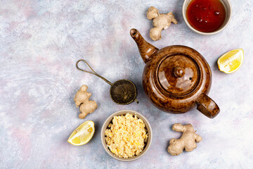 ginger lemon tea, healthy beverage.