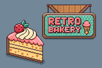 Incredible Pixel Cake Slice and Retro - Warm and Inviting Visual Story Great for Editorial Content