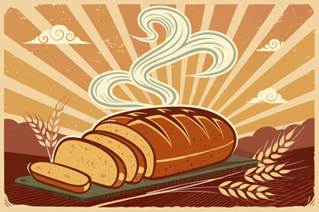 Splendid Retro Freshly Baked Bread with Stea - Soft and Gentle Visual Story Ideal for Digital Market