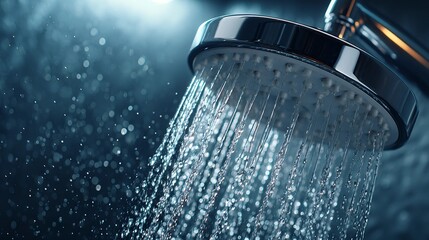 Close-up of a shower head with refreshing water flow for a clean and invigorating experience