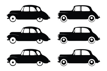 Classic Cars Silhouettes: An array of timeless automobiles stand in monochrome silhouettes, conveying a vintage aesthetic