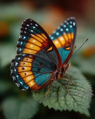 Enchanting Colors: Macro Photography of a Butterfly's Intricate Patterns in Vibrant Natural Habitat.