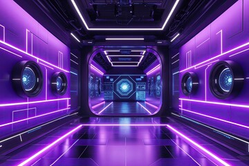 Vibrant Purple Technology Background with Dynamic Energy Flow and Modern Graphics