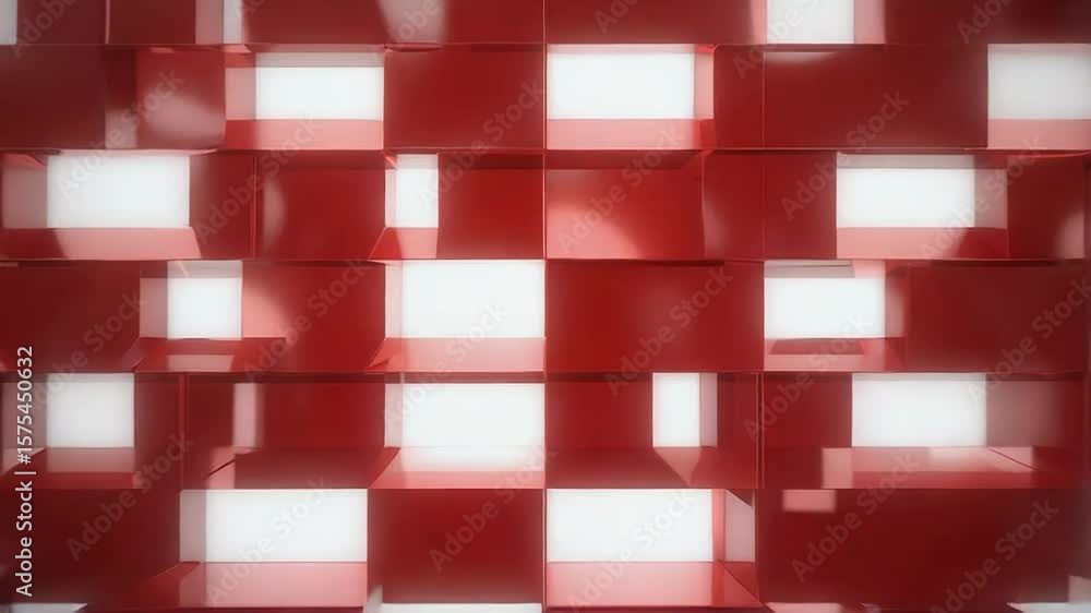 Poster red and white abstract geometric wall pattern creating modern design