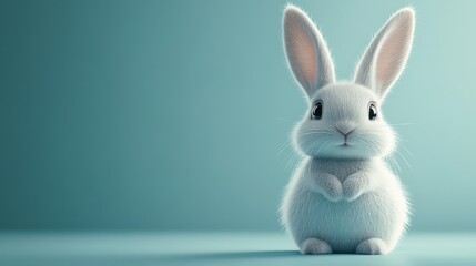 Obraz premium Cute bunny with teal background Easter card.
