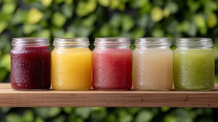 Colorful jargarita cocktails in jam jars create a perfect outdoor picnic vibe surrounded by greenery