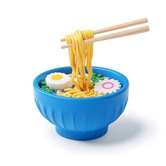 A bowl of ramen noodles with chopsticks.